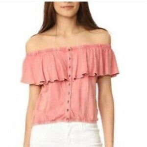 Free People LN coral love letter top size xs